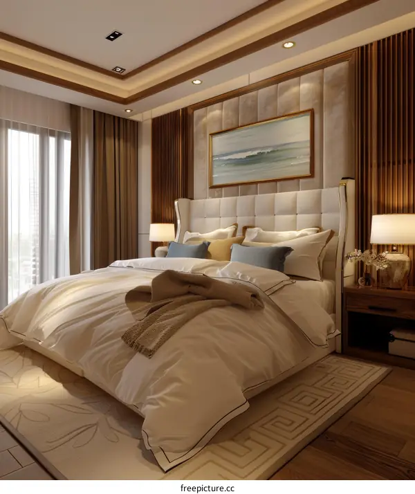 Elegant Modern Bedroom Interior Design Illustration
