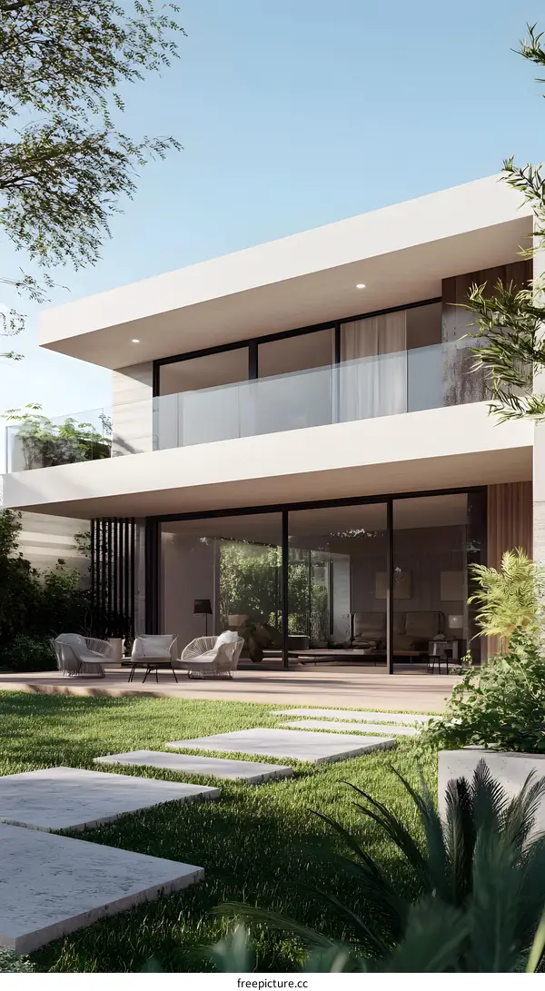 Modern House with a Garden and Patio