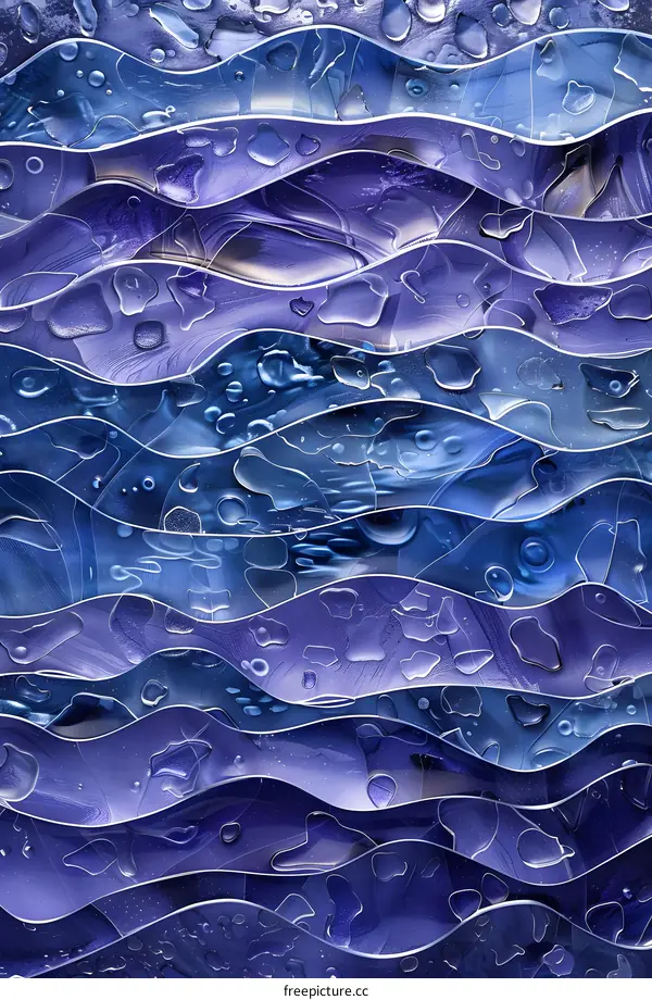 Blue and purple wavy abstract painting