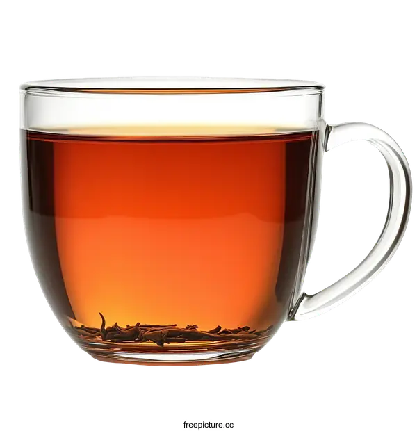 [Transparent Background PNG]Glass Tea Cup with Tea Leaves