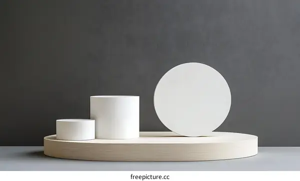 Abstract Minimalist White Geometric Shapes Display