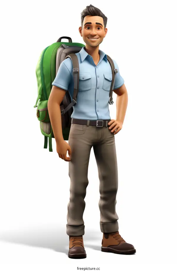 Male Backpacker Hiking on a Mountain Trail