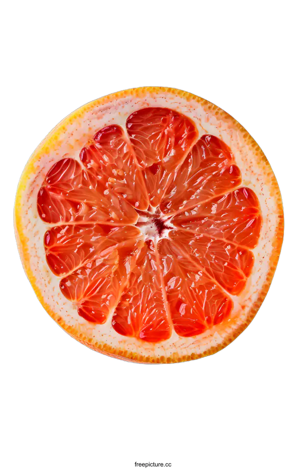 [Transparent Background PNG]Freshly Cut Grapefruit Slice on White Background