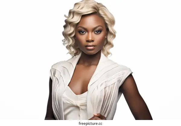 portrait of a beautiful black woman with blonde hair