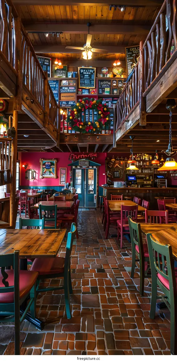 Rustic Restaurant Interior with Wooden Decor
