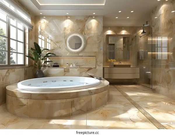 Luxury Modern Bathroom Design with Oval Spa Tub