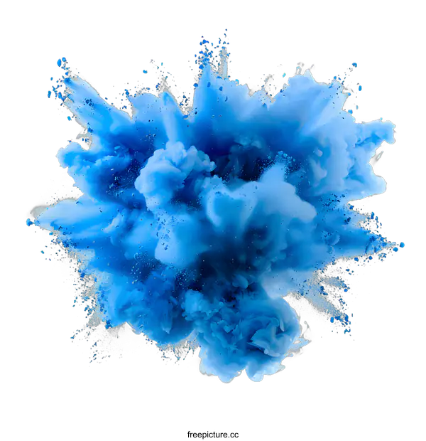 [Transparent Background PNG]Blue Explosion of Color on White Background