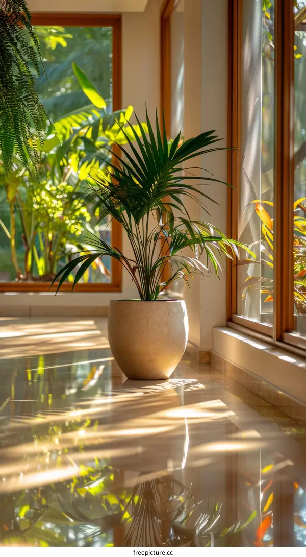 Sunlit Interior with Potted Plant