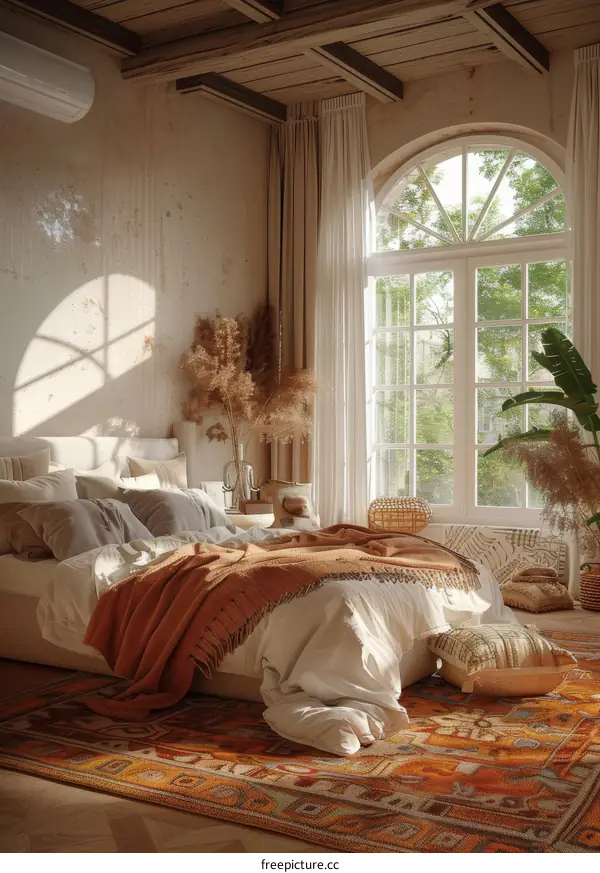 Bohemian Bedroom Interior Design Illustration