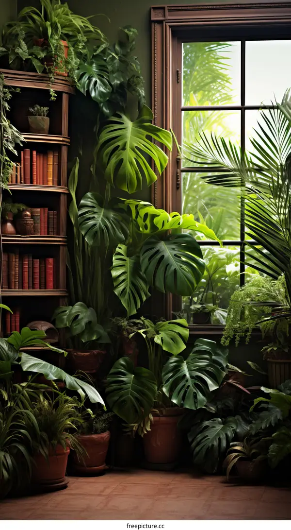 Indoor Garden with Large Windows