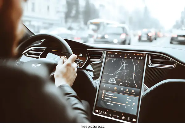 Electric Car Driving Experience on City Road