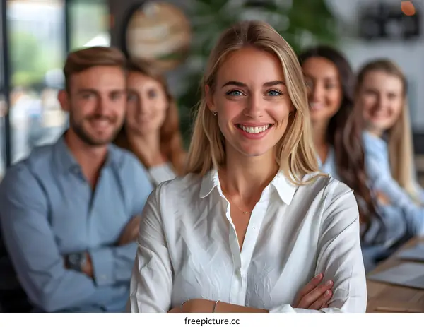 portrait of a group of business people in a meeting