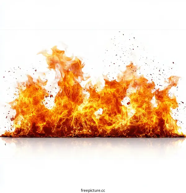 Fiery Flames Isolated on White Background