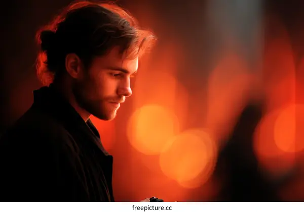 Close Up Profile of a Caucasian Man with a Thoughtful Expression