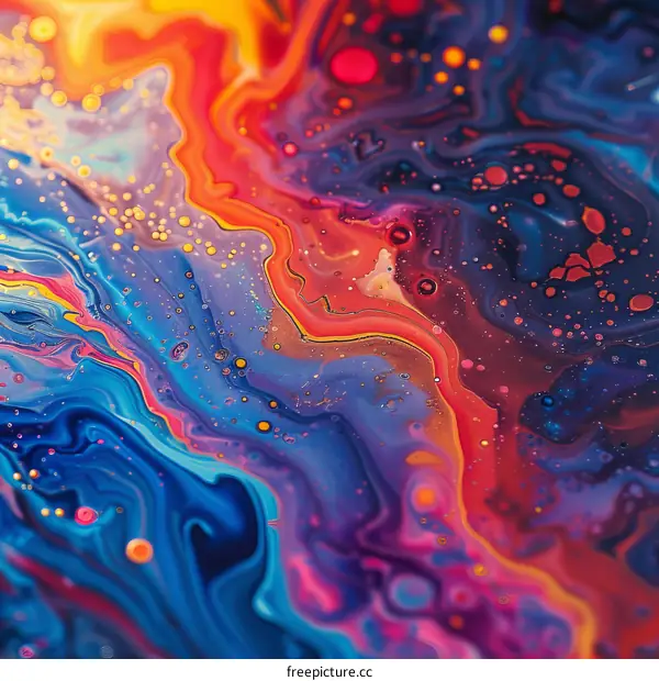 Abstract Painting with Vibrant Swirls of Color