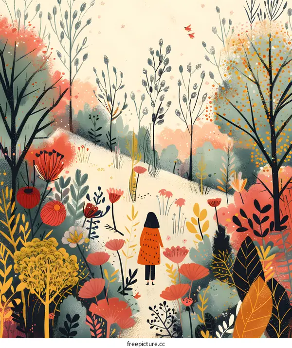 Girl in a Whimsical Garden