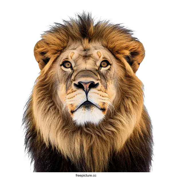 [Transparent Background PNG]Close Up Portrait of a Lion Looking at the Camera