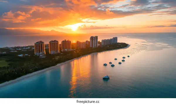 Sunrise over Coastal High-Rise Buildings