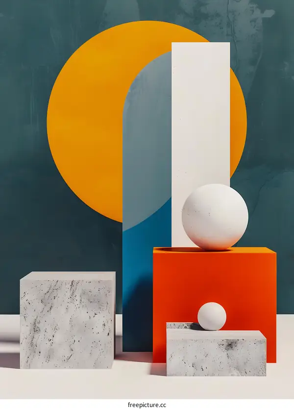 Abstract Geometric Shapes and Color Blocks Minimalist Illustration