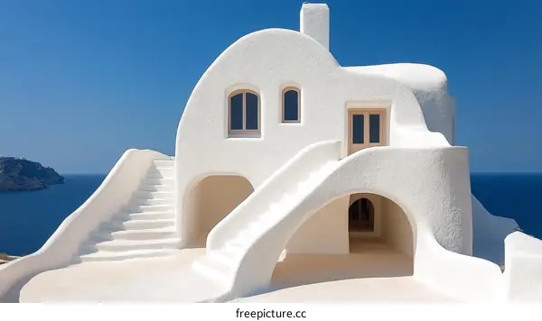 Modern Architectural Design of a White House by the Ocean