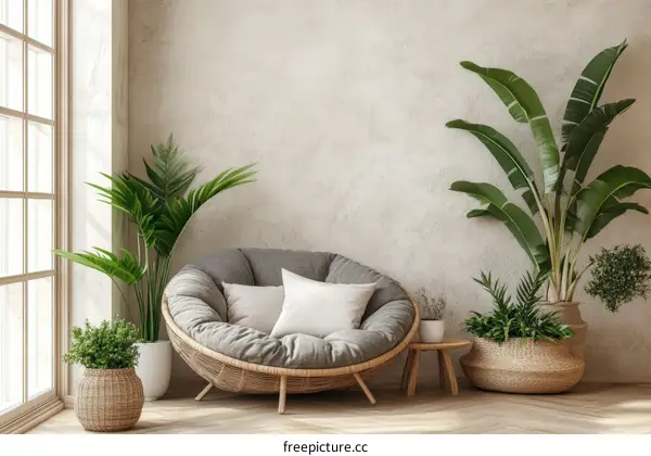 Cozy Corner Relaxation Spot with Plants