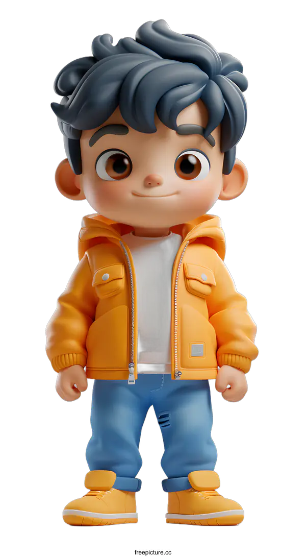 [Transparent Background PNG]3D rendering of a cute cartoon boy