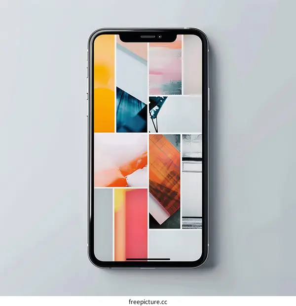 Collage Of Different Textures And Colors On A Smartphone