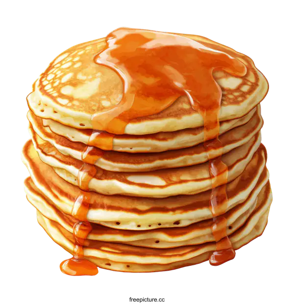 [Transparent Background PNG]Delicious Stack of Pancakes with Maple Syrup