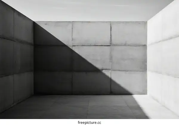 Minimalist Concrete Room with Geometric Shadow Patterns