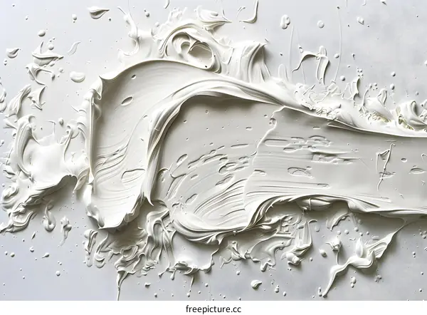 Abstract White Painting with Thick Paint Texture