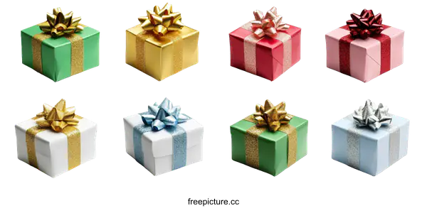 [Transparent Background PNG]Colorful Gift Boxes on White Background