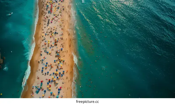 Crowded beach during summer holidays