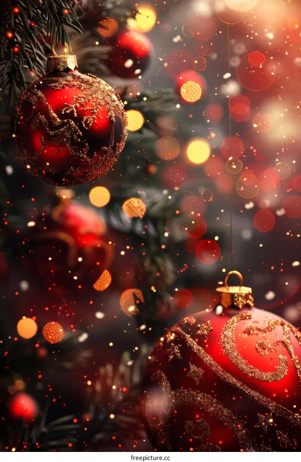 Christmas Ornaments: Red, Gold, Festive Holiday Decor
