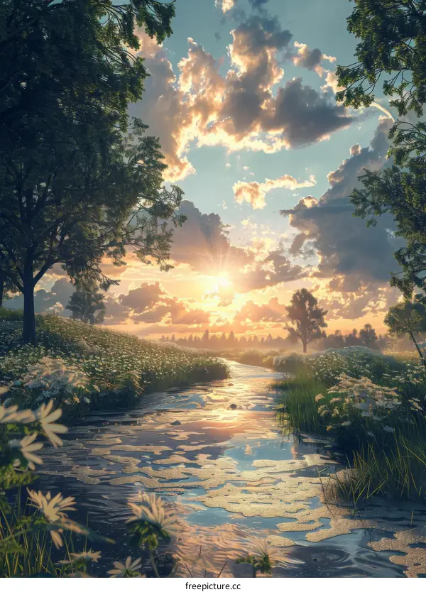 Peaceful Sunset River Landscape