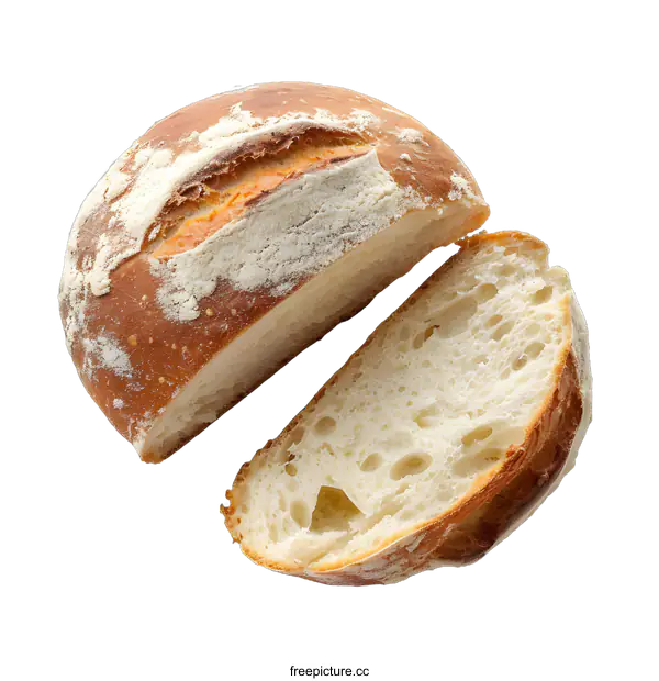 [Transparent Background PNG]Freshly Baked Bread Sliced On White Background