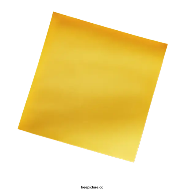 [Transparent Background PNG]Single Gold Sticky Note on White Background