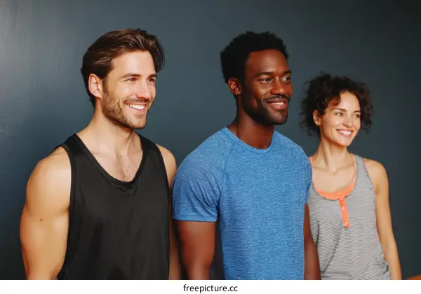 Three Diverse People in Workout Attire