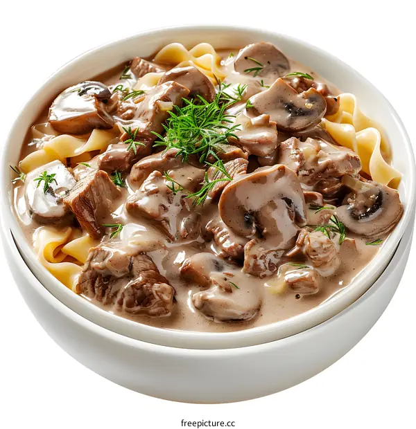 Bowl of Beef Stroganoff with Noodles