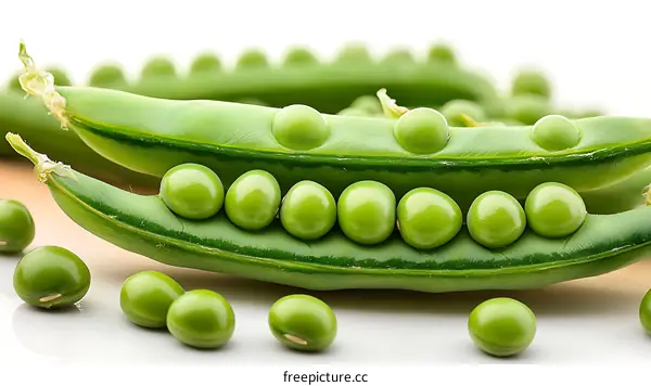 Fresh Green Peas in Pods Close-up