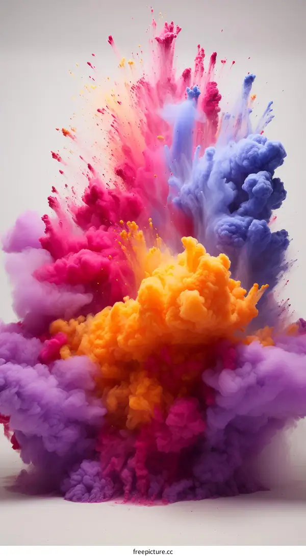 Colorful powder explosion on white background