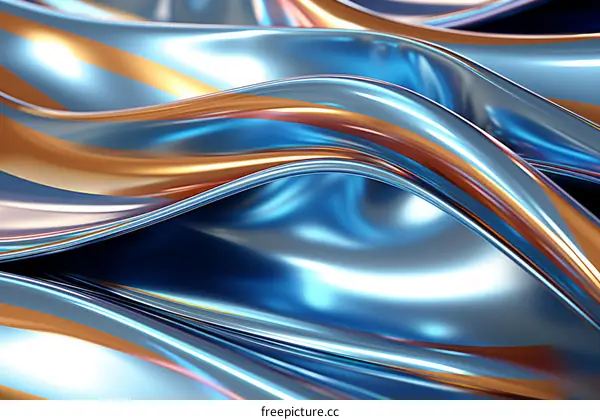 Blue and gold flowing curves