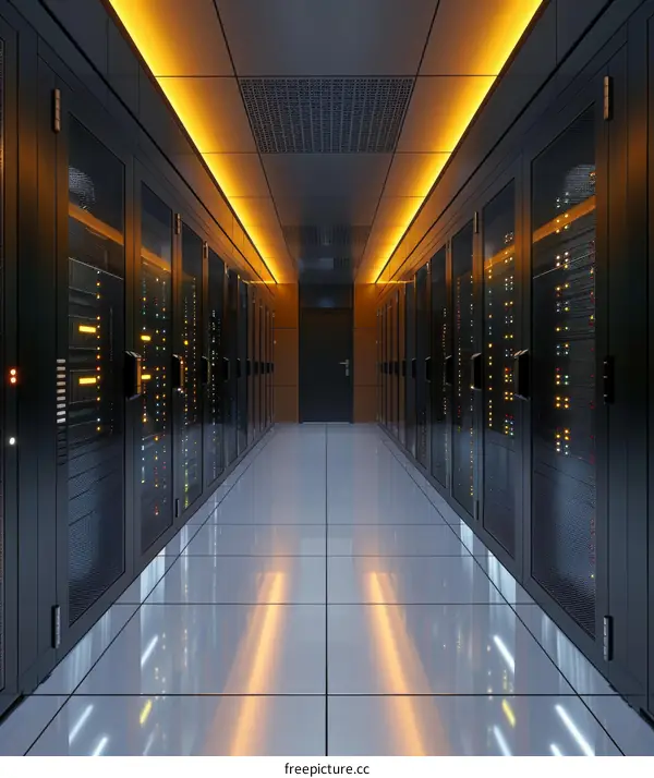 futuristic technology data center server room supercomputer