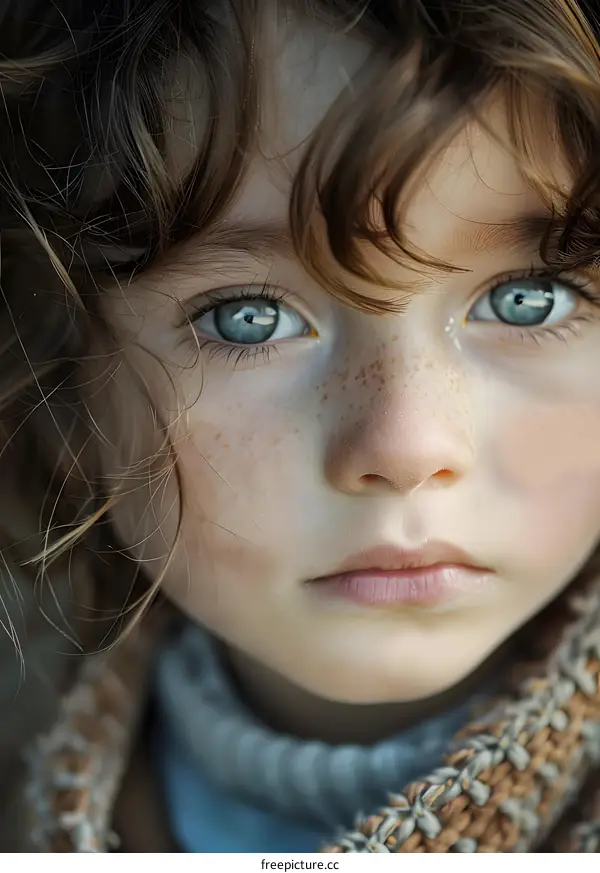 Close-up of a Freckled Girl