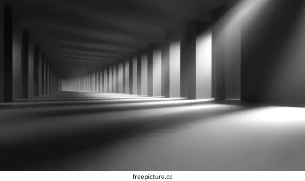 Empty Architectural Corridor with Light and Shadow