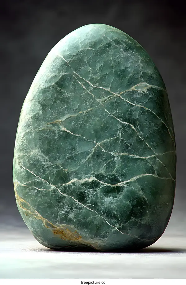 Green Jade Stone with White Veins