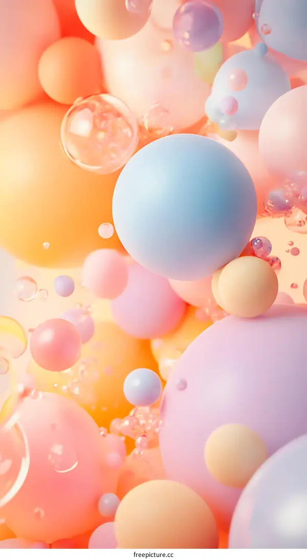 Abstract Background with Colorful Spheres and Bubbles