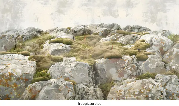 Close Up of Green Moss Growing on Rocky Terrain