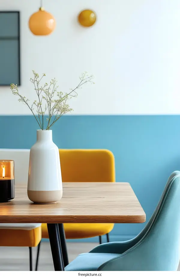 Modern Dining Room Interior Design with Vibrant Colors