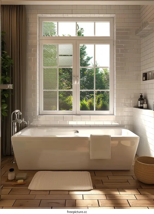 Cozy Modern Farmhouse Bathroom with Large Window