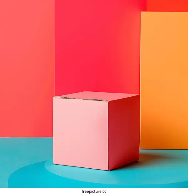 Pink Box on Colorful Background